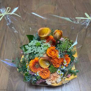 カモミール,チューリップ,バラ,ブーケ,オレンジ色の画像