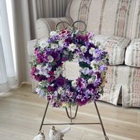 葉牡丹,ビオラ,寄せ植えリース,ギャザリングリース,テラスの画像