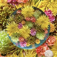 リンドウ,フユザクラ,花手水*,コラージュ,❤️いいね、ありがとうの画像