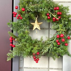 クリスマススワッグ,スマホ撮影,手作りクリスマスリース❤,松戸,玄関アプローチの画像