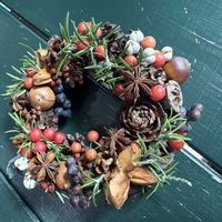 ハンドメイド,木の実のリース,手作り雑貨,手作りリース,クリスマス雑貨の画像