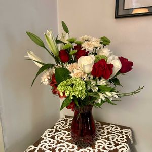 クリスマスのアレンジ,花のある暮らし,緑のある暮らし,フラワーギフト,ゆきだるまの画像