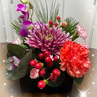 ヒペリカム,葉牡丹,デンファレ,スプレーカーネーション,若松の画像