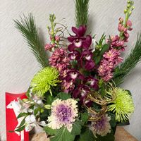 シンビジウム,ストック,葉牡丹,若松,輪菊の画像