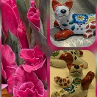 グラジオラス,パンジー,クサボケ,羽子板♡,レトロ灯りの画像