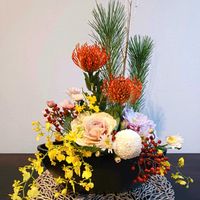 オンシジウム,キク,ノイバラ,マツ,葉牡丹の画像