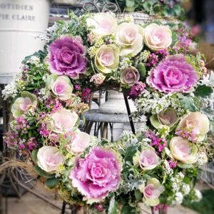 葉牡丹,リース,可愛い,癒し,ピンクの花の画像