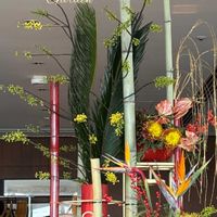 ストレリチア,寄せ植え.,お正月の生け花,使用花材,ホムセンの花材の画像