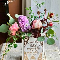 コンボルブルス,シマトネリコ,ストック,ユーカリ,ミニバラの画像