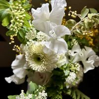 ガーベラ,コデマリ,スイートピー,ミモザ,花束の画像