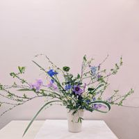 アルストロメリア,スイートピー,ブルースター,マトリカリア,ユキヤナギの画像