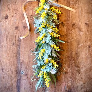 アーティシャルフラワー,ミモザ,ガーランド,ワークショップ ,iPhone撮影の画像