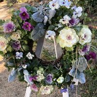 カレックス,シロタエギク,ハボタン,ビオラ,リースの画像