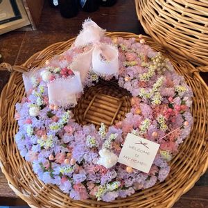 スターチス,ドライフラワー,手作りリースの画像