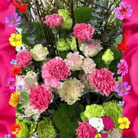 カーネーション,コラージュ,❤️いいね、ありがとう,GS皆様ありがとう,駅構内のお花シリーズの画像