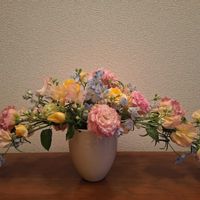 トルコキキョウ,フリージア,サラ,デルフィ二ウムの画像