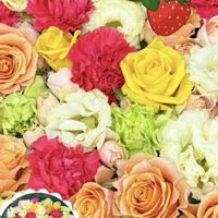 バラ,ユリ,花手水*,コラージュ,毎月15日はいちごの日の画像