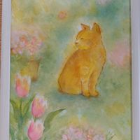 チューリップ,ハーブのある暮らし,ネコと植物,春の訪れ,花絵の具の画像