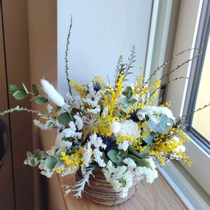 スターチス,ユキヤナギ,ユーカリ,ミモザ,ドライフラワーの画像