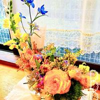 スイートピー,ミモザ,黄色バラの花,花のある暮らし,春の足音の画像