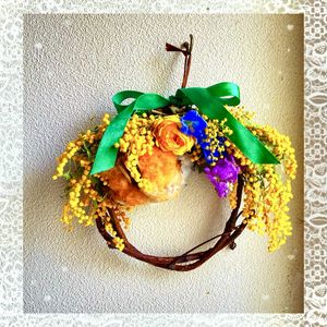 ミモザ,ミモザのリース,花のある暮らし,春の足音,GSに感謝。の画像
