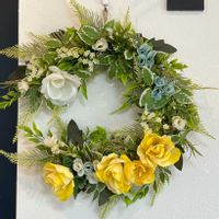リース,造花,玄関アプローチの画像