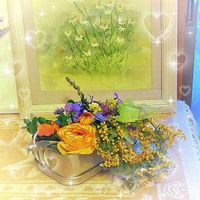 ラナンキュラス 小春びより,ミモザのリース,ミモザのリース,花のある暮らし,春の訪れの画像