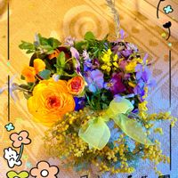 ラナンキュラス 小春びより,ミモザのリース,花のある暮らし,春の訪れ,GSに感謝。の画像