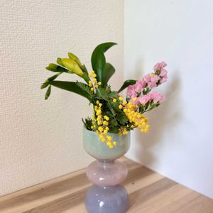 スターチス,フリージア,ミモザ,ルスカス,切り花の画像