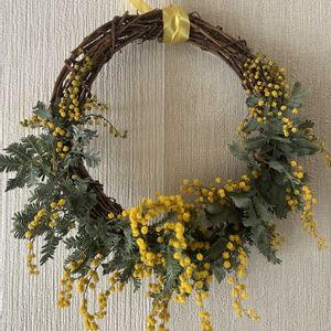 ミモザのリース,手作り,手作りリース,幸せの黄色いお花,チーム岐阜の画像