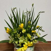 アスター,フリージア,デンファレ, フラワーアレンジ,わたしの楽しみの画像