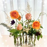 バラ,ラナンキュラス,フラワーアレンジメント,オレンジ色,元気もらえるの画像