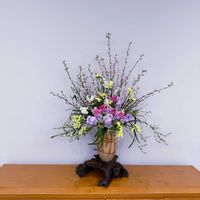 スターチス,ストック,チューリップ,啓翁桜,雪柳の画像