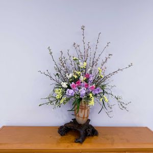 スターチス,ストック,チューリップ,啓翁桜,雪柳の画像