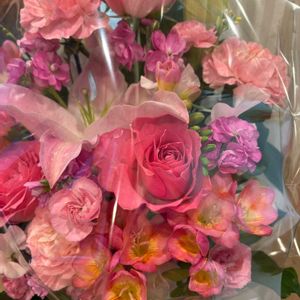 カーネーション,ストック,バラ,フリージア,ピンクムーンの画像