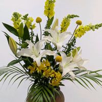 アザレア,キンギョソウ,百合,アレカヤシ,ゴールデンスティックの画像