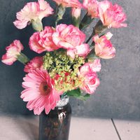 カーネーション,ガーベラ,ビバーナム,癒し,花が好きの画像