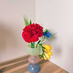 カーネーション,ニゲラ,フリージア,ハナムギ,切り花の画像