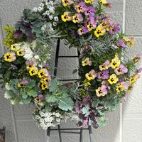サントリナ,ビオラ おまつりももか,フラワーリース,愛の花♡,picotのリースの画像