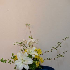 アルストロメリア,カサブランカ,甘夏の木,私の生け花,2026.5.2満月沈むの画像