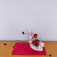 ガーベラ,カスミソウ,丹頂アリアム,シンピジウム,いけばなの画像