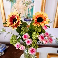 バラ,ヒマワリ,ビバーナム・スノーボール,ピンクの花,ピンク❤︎ピンクの画像