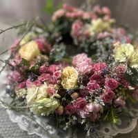 リース,庭の花,花のある暮らし,手作りリース,バラ・ミニバラの画像