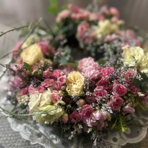 リース,庭の花,花のある暮らし,手作りリース,バラ・ミニバラの画像