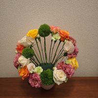 トルコキキョウ,薔薇,アンスリューム,テマリソウ,スプレーカーネーションの画像