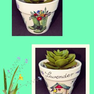 植木鉢,デコパージュ,花のある暮らし,緑のある暮らし,ハンドメイド 鉢の画像