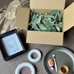 ラムズイヤー,リース,ハンドメイド,シルバーリーフ,ふわふわの画像