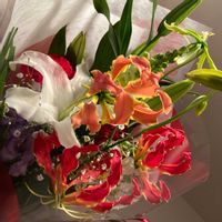 カサブランカ,グロリオーサ,ユリ,花束,感謝の画像