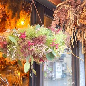 フラワーアレンジメント,リース,癒し,花のある暮らし,フライングリースの画像