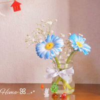 ガーベラ,青い花,かわいいな♡,花のある暮らし,小さな幸せ♡の画像